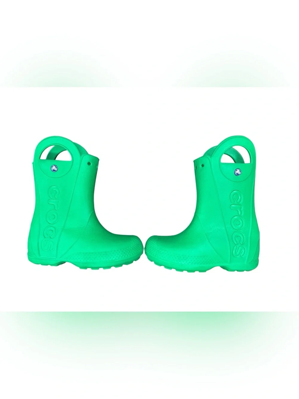CROCS Kids Bright Green Handle Rain Boots Size J 3